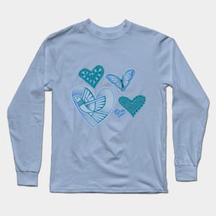 Love makes hearts take flight - moody blue Long Sleeve T-Shirt